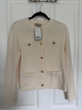 H&M Cream Bouclé Gold-Button Jacket
